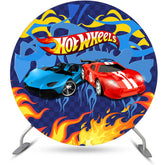 Lofaris Blue And Golden Themed Hot Wheels Round Backdrop Kit
